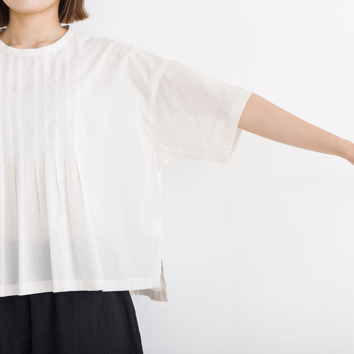 【kermu】純棉薄紗前褶寬版上衣 Japan E-Shop