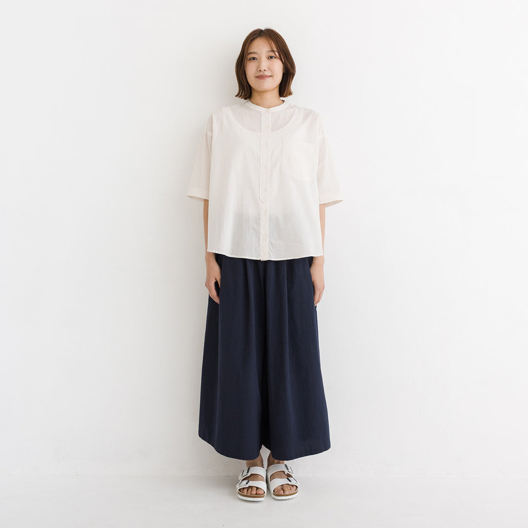 【kermu】純棉薄紗立領寬版襯衫 Japan E-Shop