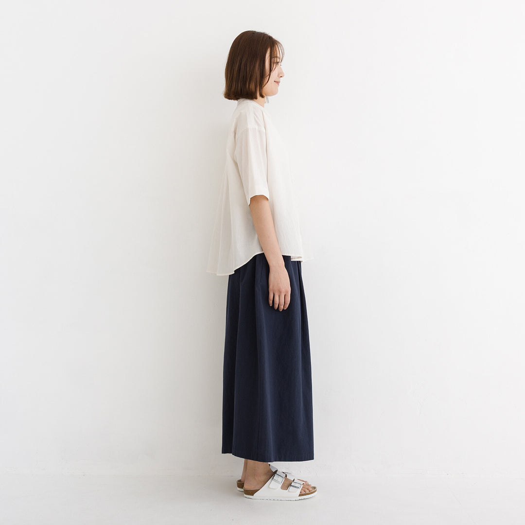 【kermu】純棉薄紗立領寬版襯衫 Japan E-Shop