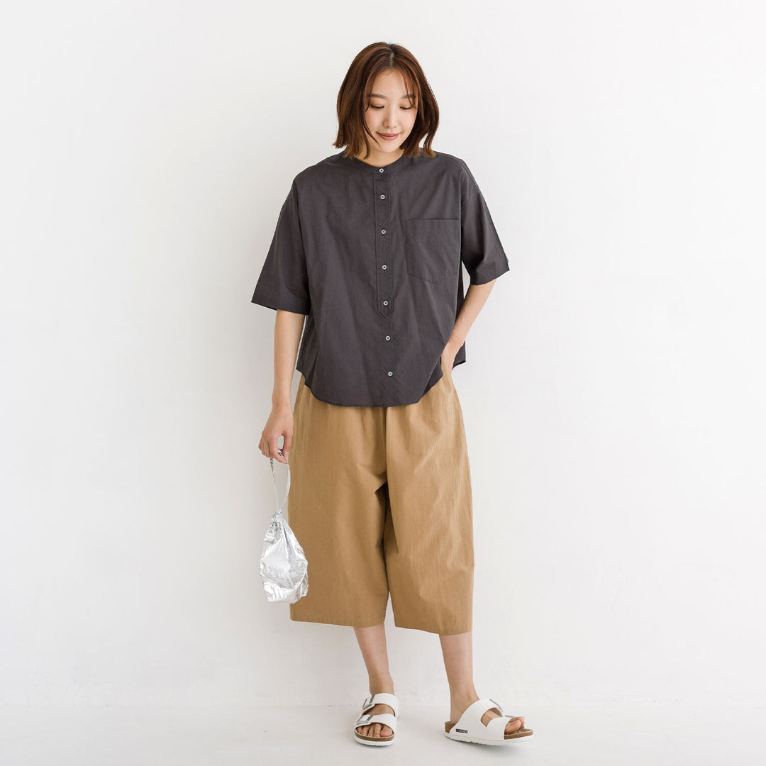 【kermu】純棉薄紗立領寬版襯衫 Japan E-Shop