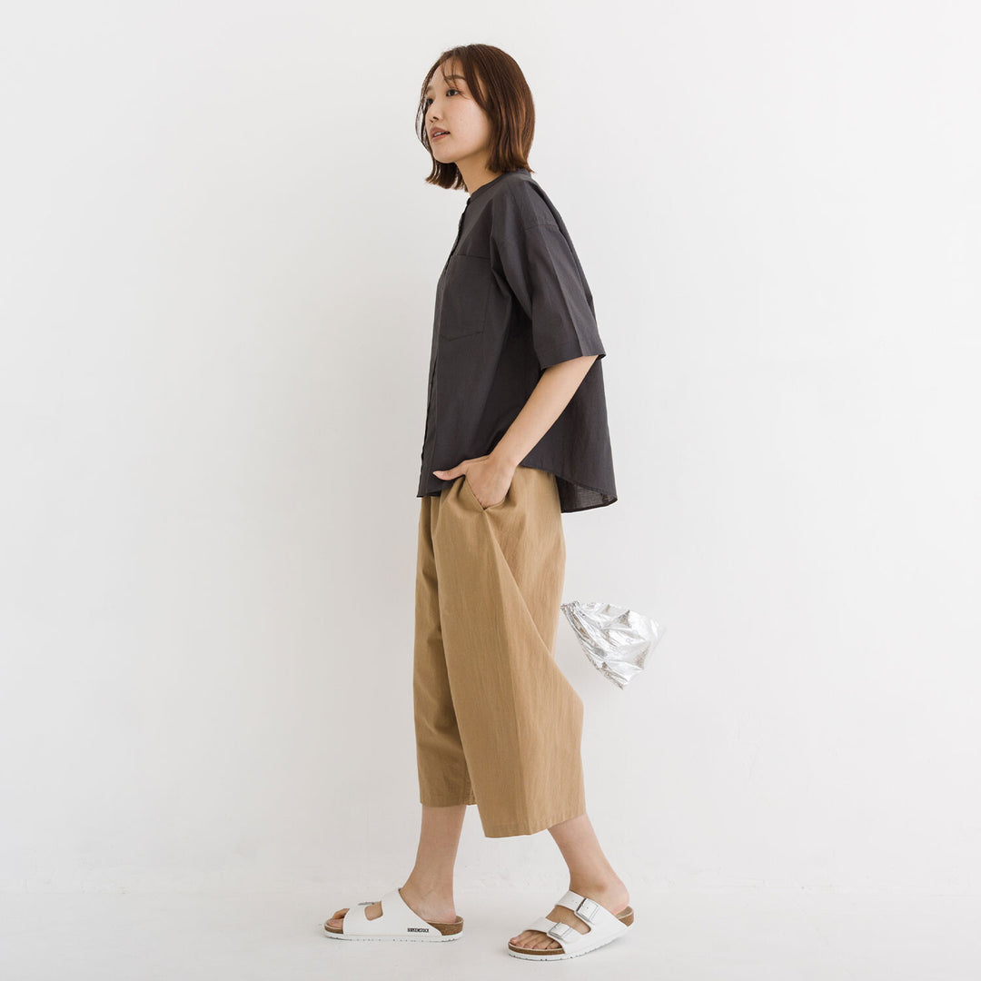 【kermu】純棉薄紗立領寬版襯衫 Japan E-Shop