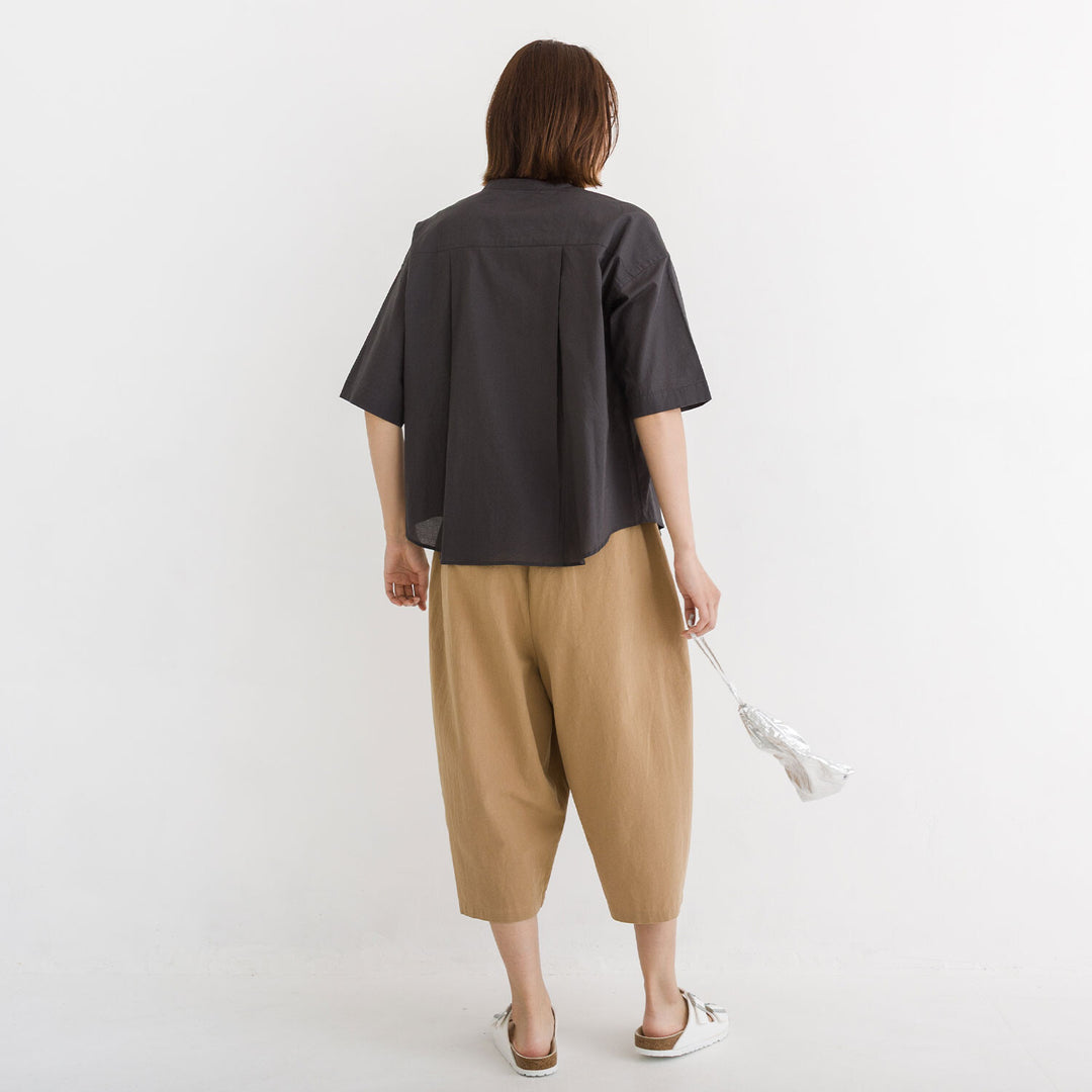 【kermu】純棉薄紗立領寬版襯衫 Japan E-Shop