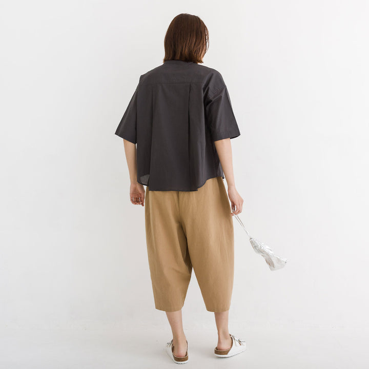 【kermu】純棉薄紗立領寬版襯衫 Japan E-Shop