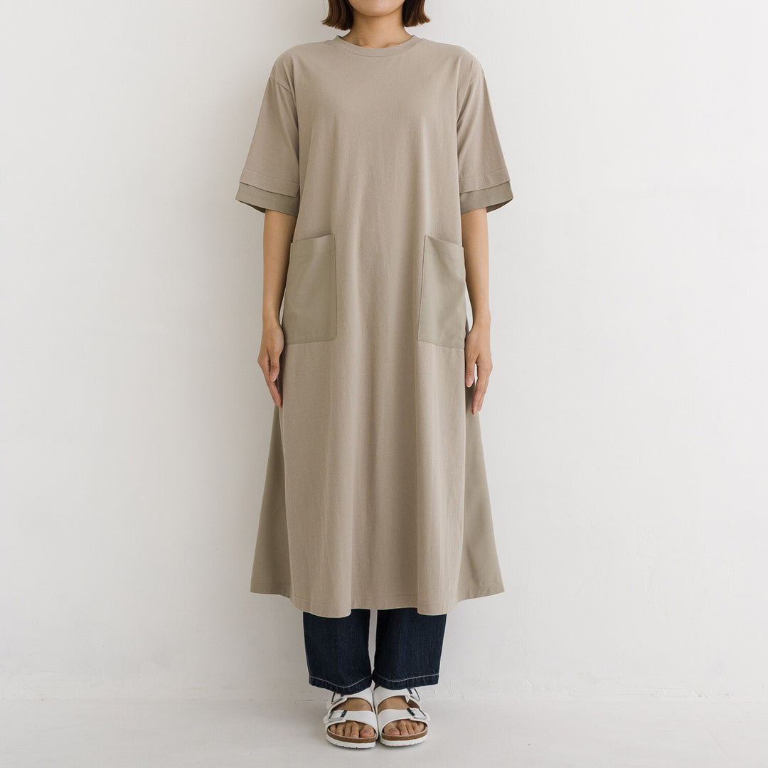 【kermu】涼感拼接傘襬口袋洋裝 Japan E-Shop