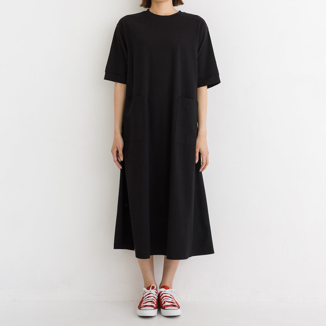 【kermu】涼感拼接傘襬口袋洋裝 Japan E-Shop