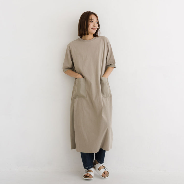 【kermu】涼感拼接傘襬口袋洋裝 Japan E-Shop