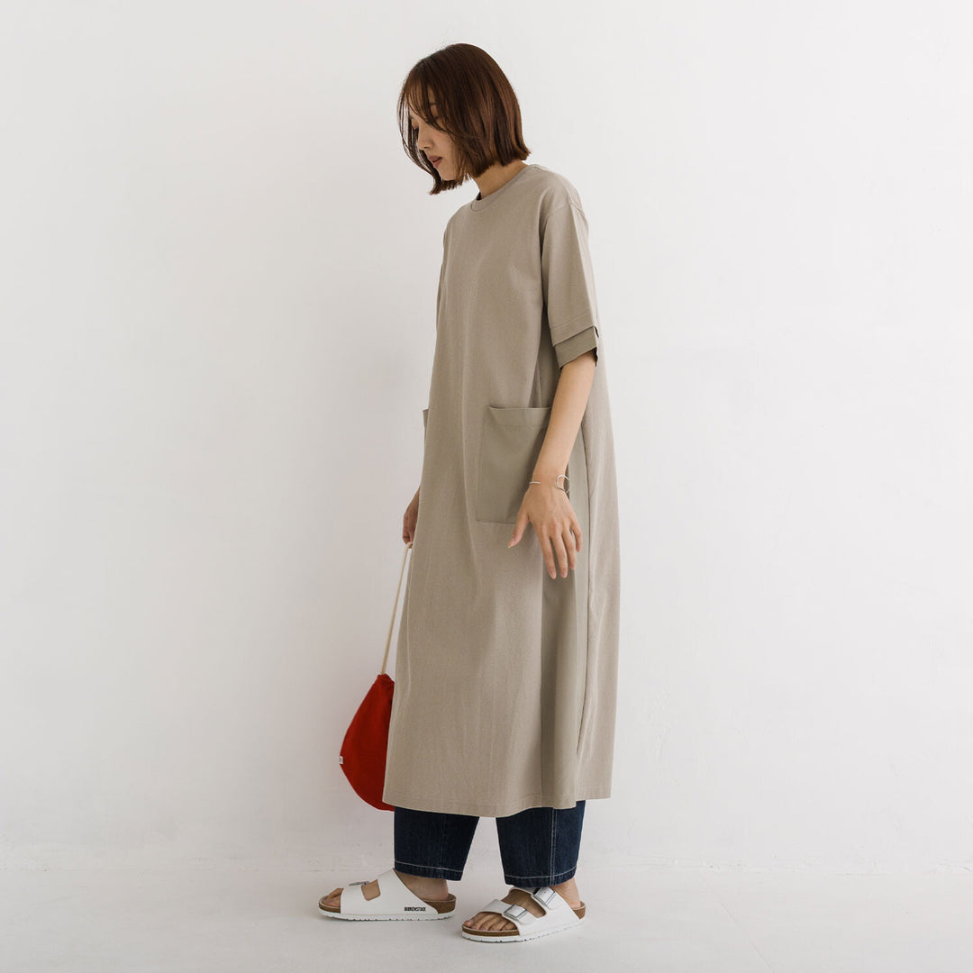 【kermu】涼感拼接傘襬口袋洋裝 Japan E-Shop
