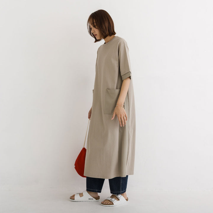 【kermu】涼感拼接傘襬口袋洋裝 Japan E-Shop