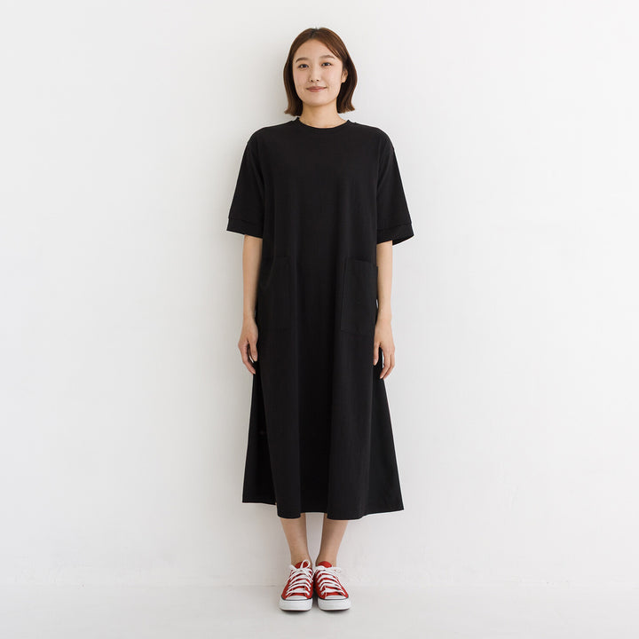 【kermu】涼感拼接傘襬口袋洋裝 Japan E-Shop