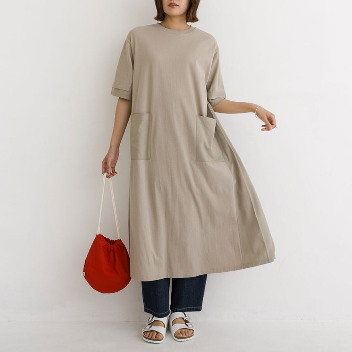 【kermu】涼感拼接傘襬口袋洋裝 Japan E-Shop