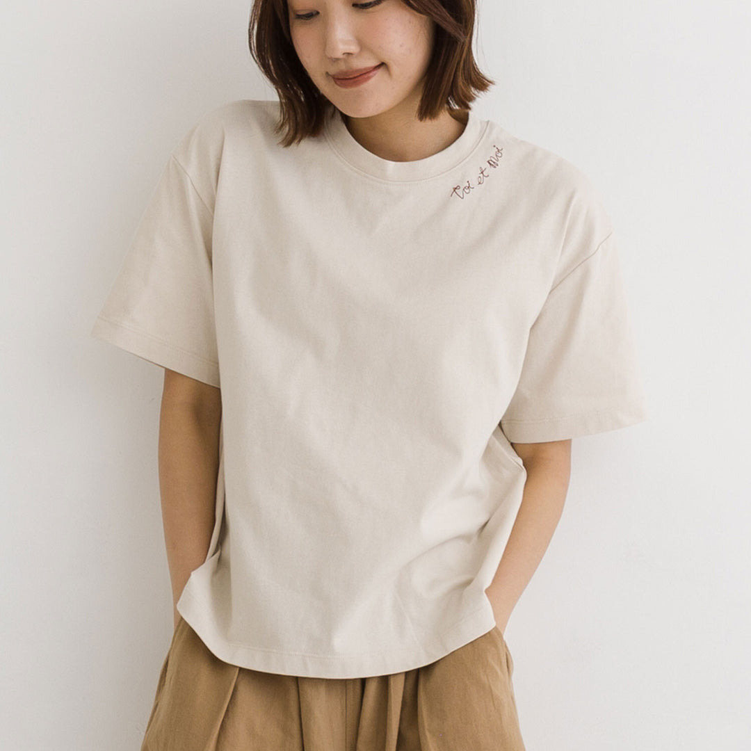 【kermu】涼感toi et moi刺繡純棉上衣 Japan E-Shop