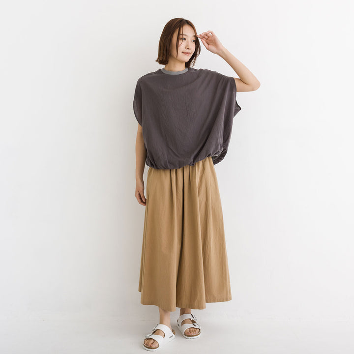 【kermu】涼感拼接立體下襬純棉上衣 Japan E-Shop