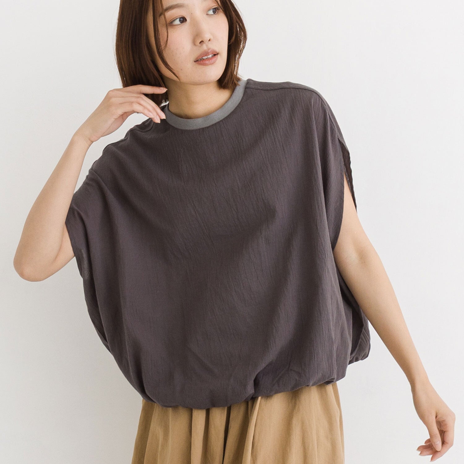 【kermu】涼感拼接立體下襬純棉上衣 Japan E-Shop