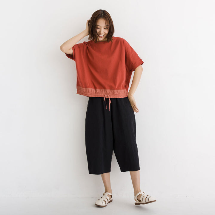 【kermu】涼感抽繩下襬寬版上衣 Japan E-Shop