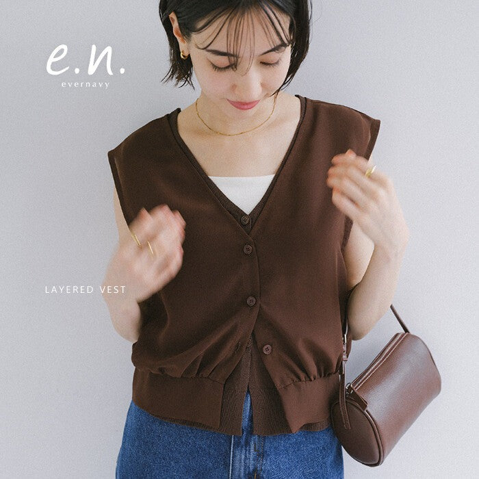 【evernavy】雪紡透膚背心＋乾爽針織背心兩件套 Japan E-Shop