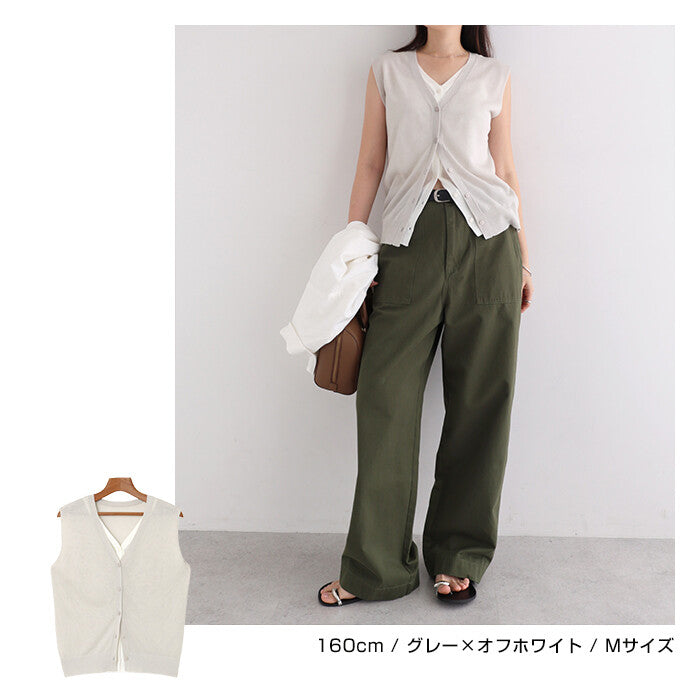 【Alma Design】雙色仿疊穿無袖針織上衣 前雙層後單層設計 顏色