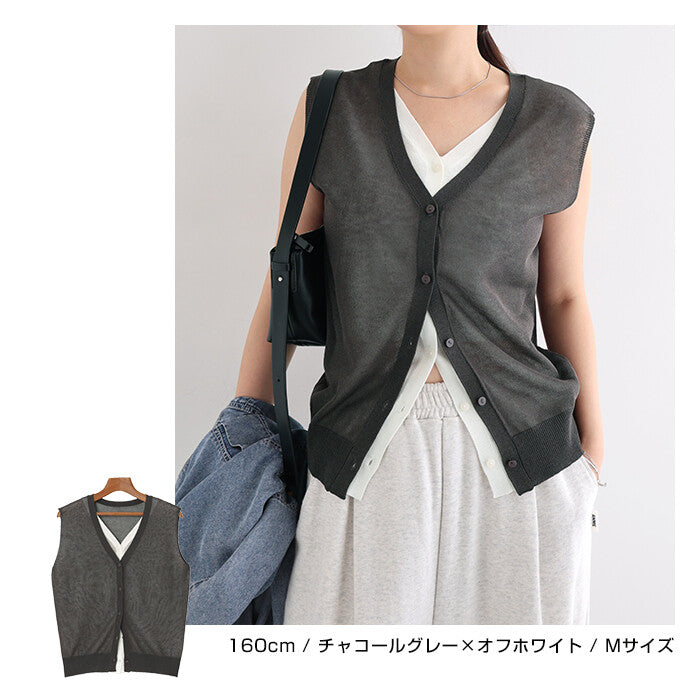 【Alma Design】雙色仿疊穿無袖針織上衣 前雙層後單層設計 顏色