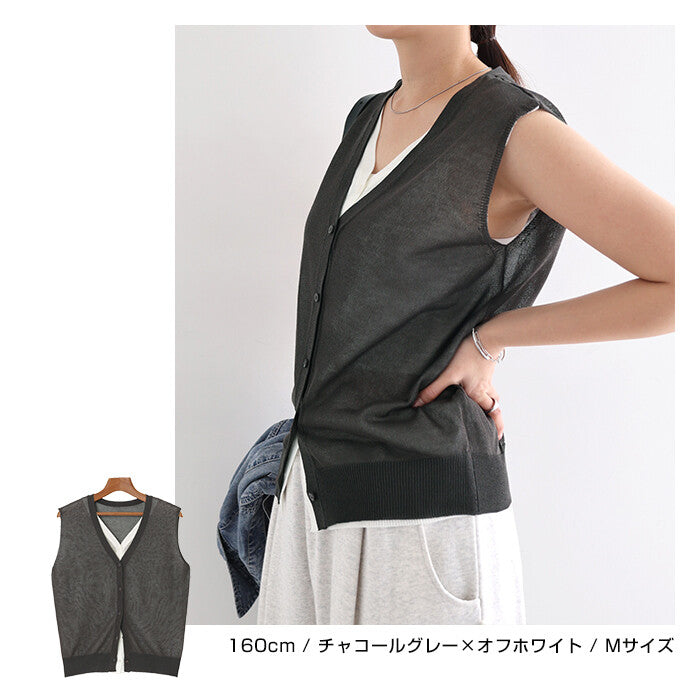 【Alma Design】雙色仿疊穿無袖針織上衣 前雙層後單層設計 顏色