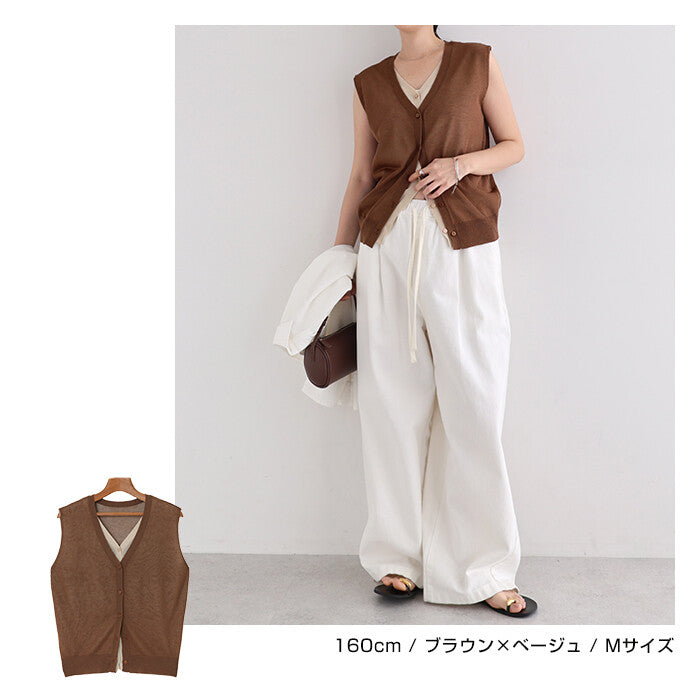 【Alma Design】雙色仿疊穿無袖針織上衣 前雙層後單層設計 顏色