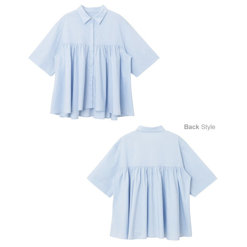 【evernavy】易整理棉混紡立體傘襬短袖襯衫 Japan E-Shop