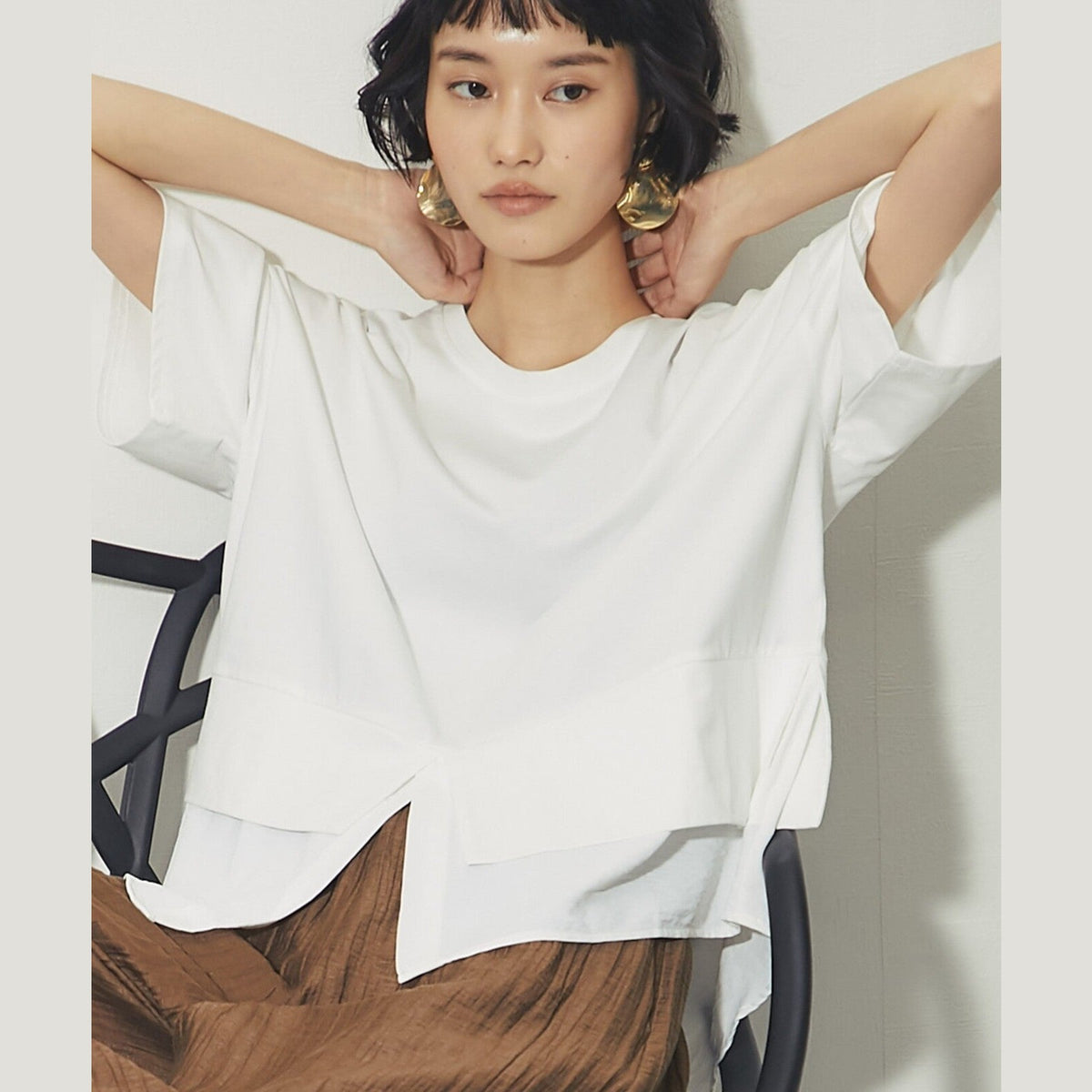 ELENCARE DUE合式襯衫式多層下擺開衩T卹 Japan E-Shop