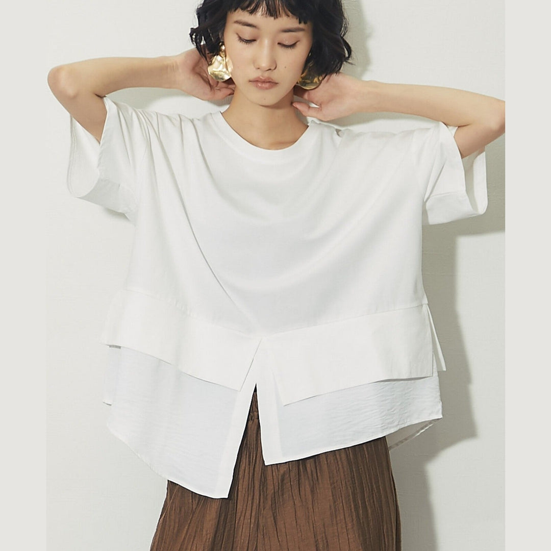 ELENCARE DUE合式襯衫式多層下擺開衩T卹 Japan E-Shop