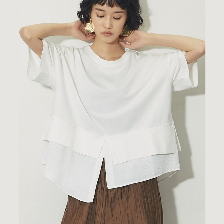 ELENCARE DUE合式襯衫式多層下擺開衩T卹 Japan E-Shop