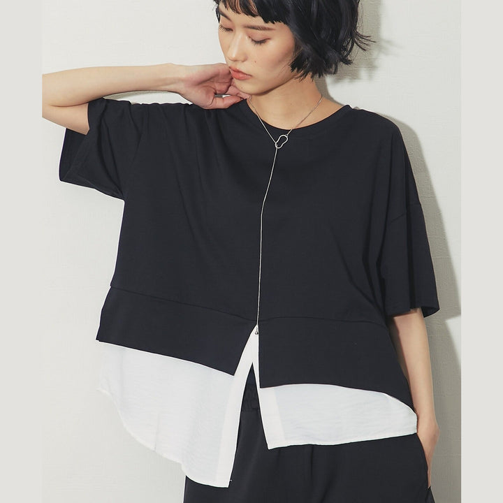 ELENCARE DUE合式襯衫式多層下擺開衩T卹 Japan E-Shop