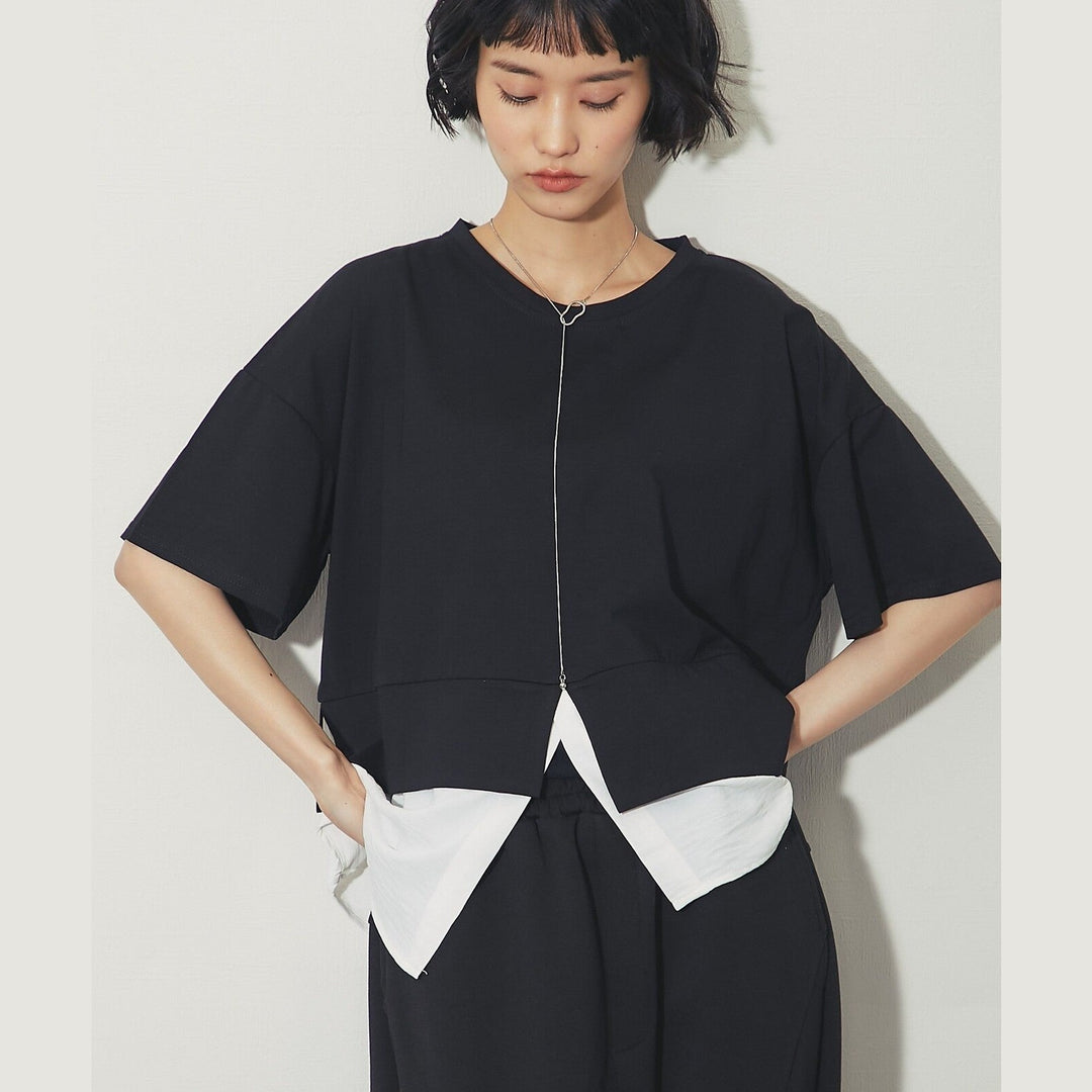 ELENCARE DUE合式襯衫式多層下擺開衩T卹 Japan E-Shop