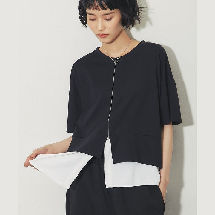 ELENCARE DUE合式襯衫式多層下擺開衩T卹 Japan E-Shop