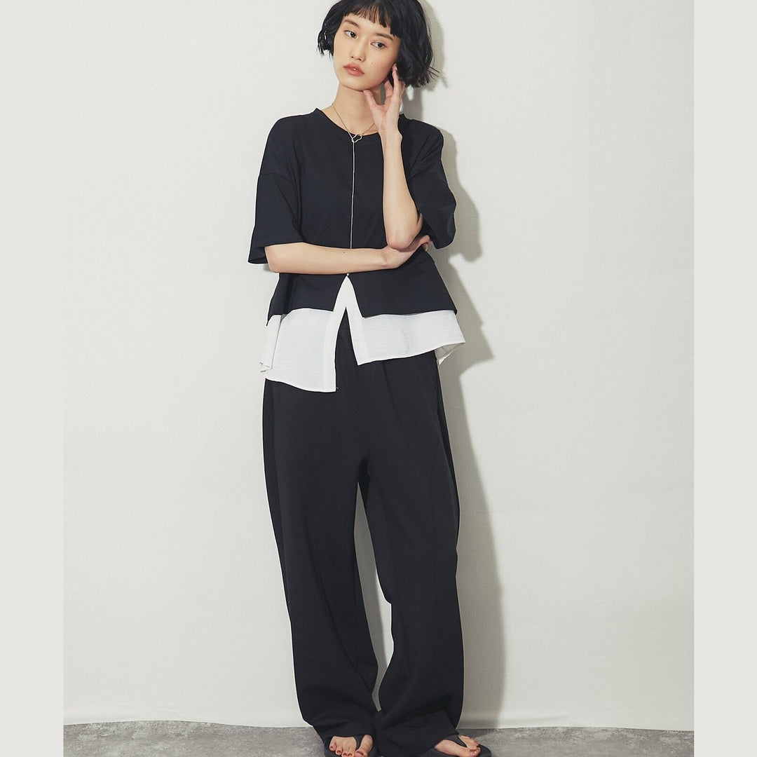 ELENCARE DUE合式襯衫式多層下擺開衩T卹 Japan E-Shop