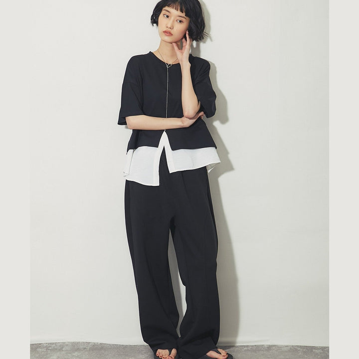 ELENCARE DUE合式襯衫式多層下擺開衩T卹 Japan E-Shop
