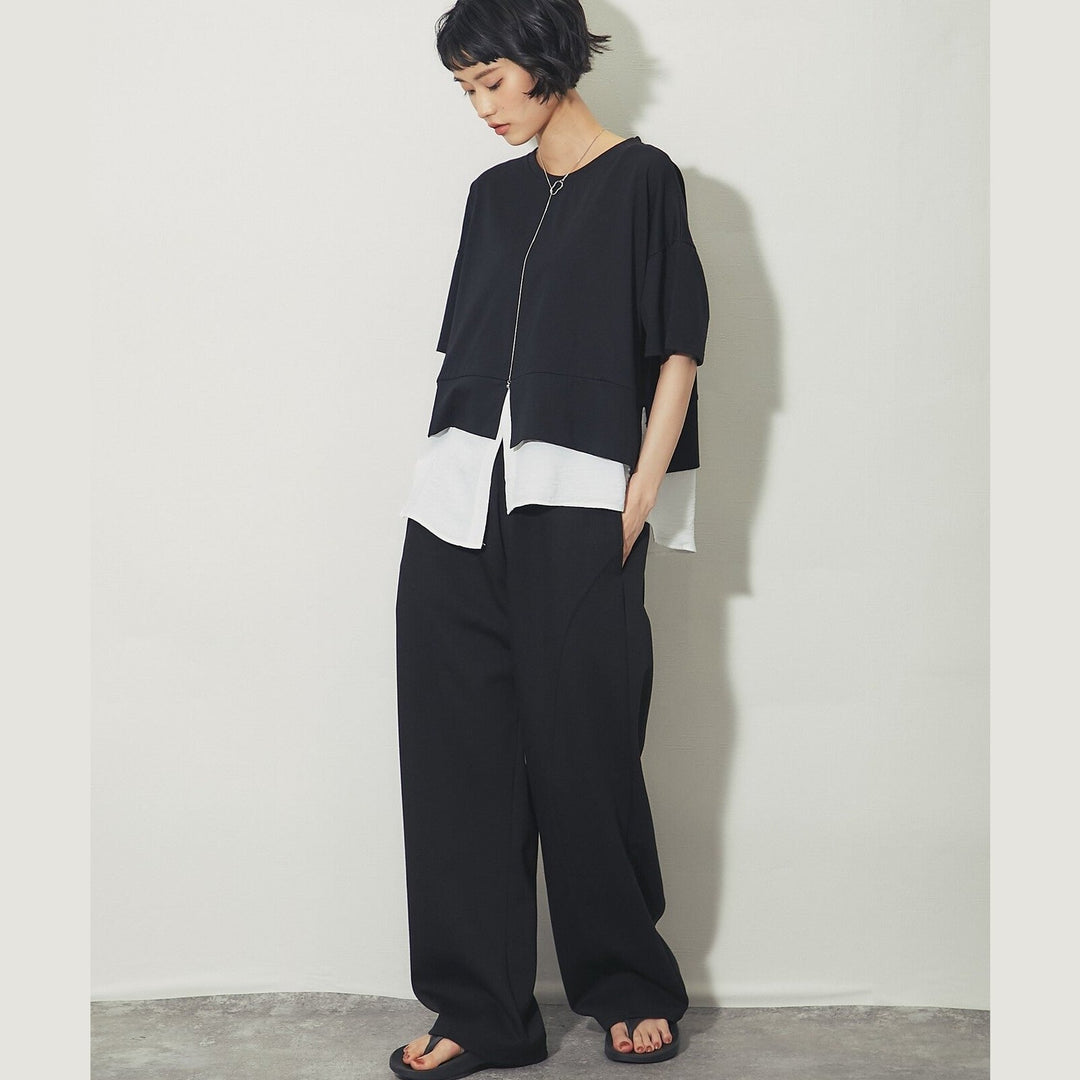 ELENCARE DUE合式襯衫式多層下擺開衩T卹 Japan E-Shop
