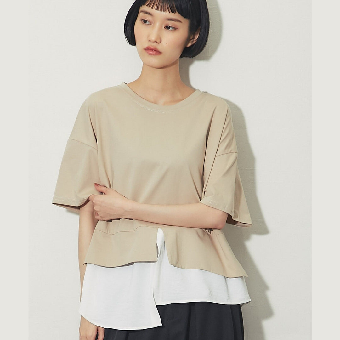 ELENCARE DUE合式襯衫式多層下擺開衩T卹 Japan E-Shop