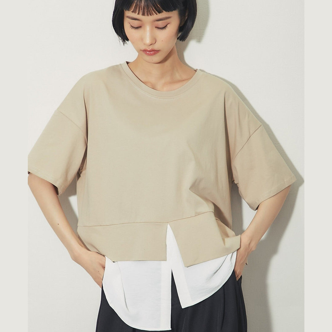 ELENCARE DUE合式襯衫式多層下擺開衩T卹 Japan E-Shop
