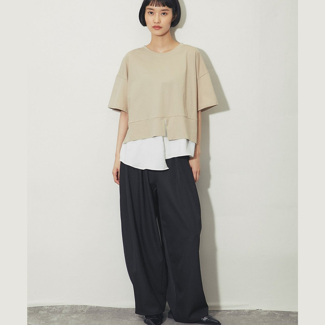 ELENCARE DUE合式襯衫式多層下擺開衩T卹 Japan E-Shop