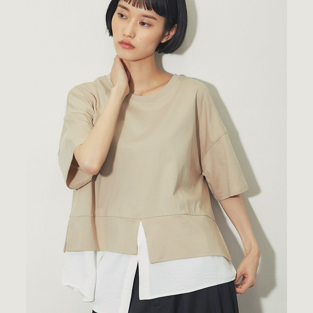 ELENCARE DUE合式襯衫式多層下擺開衩T卹 Japan E-Shop