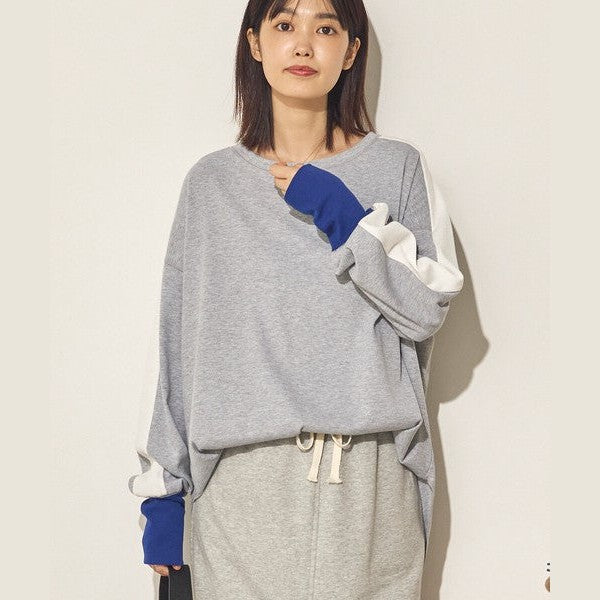 Sans Souci 日系彈力羅紋弧形下擺長袖上衣 舒適修身百搭款 Japan E-Shop