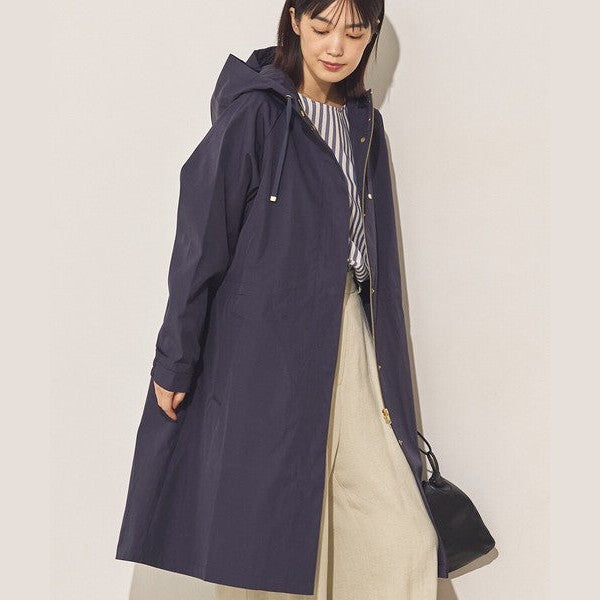 Sans Souci 防潑水長版連帽風衣外套 質感金屬扣抽繩修身外套 Japan E-Shop