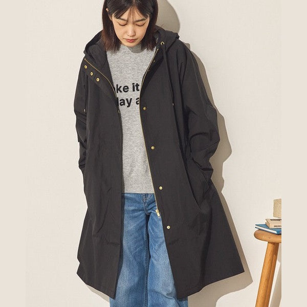Sans Souci 防潑水長版連帽風衣外套 質感金屬扣抽繩修身外套 Japan E-Shop