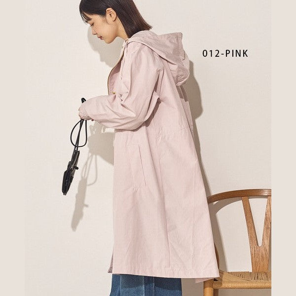Sans Souci 防潑水長版連帽風衣外套 質感金屬扣抽繩修身外套 Japan E-Shop