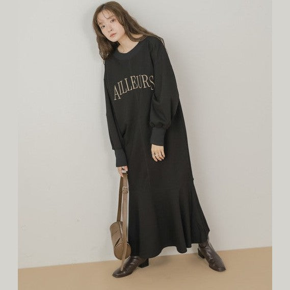 【2026秋冬新品上市】Bab 時尚字母刺繡前後兩穿魚尾連身裙 M號 Japan E-Shop