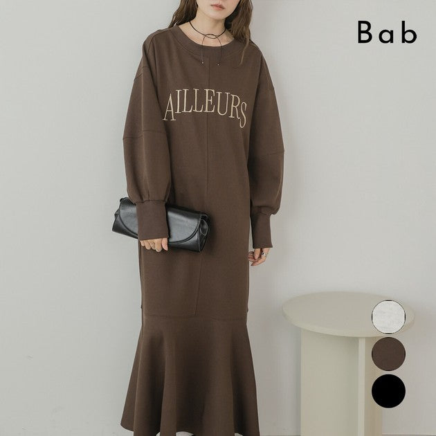 【2026秋冬新品上市】Bab 時尚字母刺繡前後兩穿魚尾連身裙 M號 Japan E-Shop