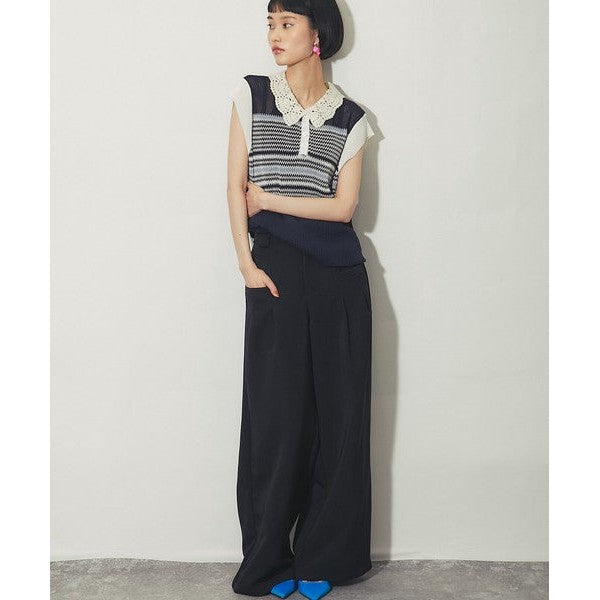 another s 深雙褶高腰垂墜寬褲 展現優雅俐落感 M尺寸 Japan E-Shop