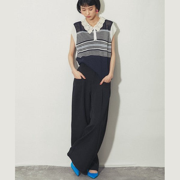 another s 深雙褶高腰垂墜寬褲 展現優雅俐落感 M尺寸 Japan E-Shop