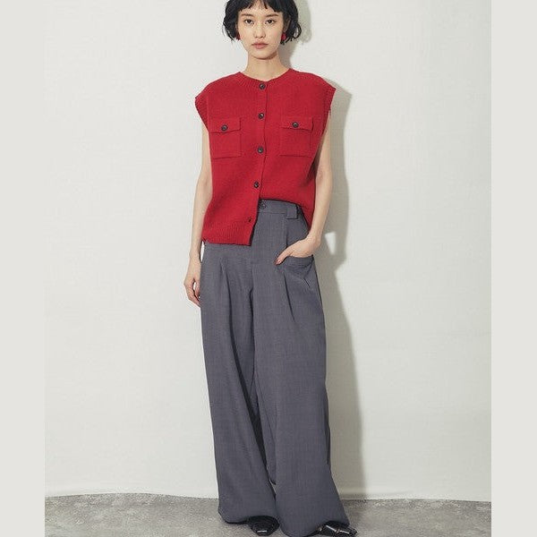 another s 深雙褶高腰垂墜寬褲 展現優雅俐落感 M尺寸 Japan E-Shop
