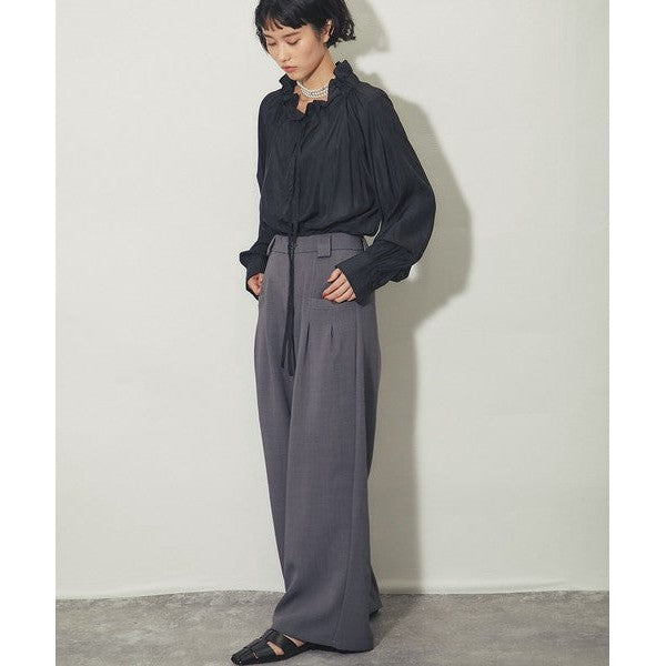 another s 深雙褶高腰垂墜寬褲 展現優雅俐落感 M尺寸 Japan E-Shop