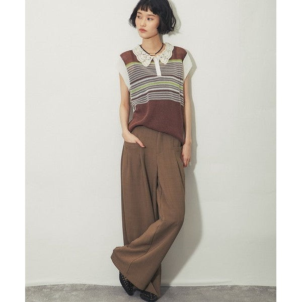another s 深雙褶高腰垂墜寬褲 展現優雅俐落感 M尺寸 Japan E-Shop