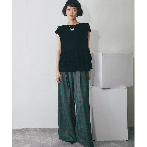 【another s】雙面兩穿絲絨荷葉邊蛋糕裙擺背心上衣 F Size Japan E-Shop