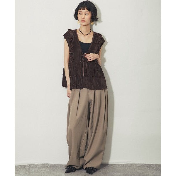【another s】雙面兩穿絲絨荷葉邊蛋糕裙擺背心上衣 F Size Japan E-Shop